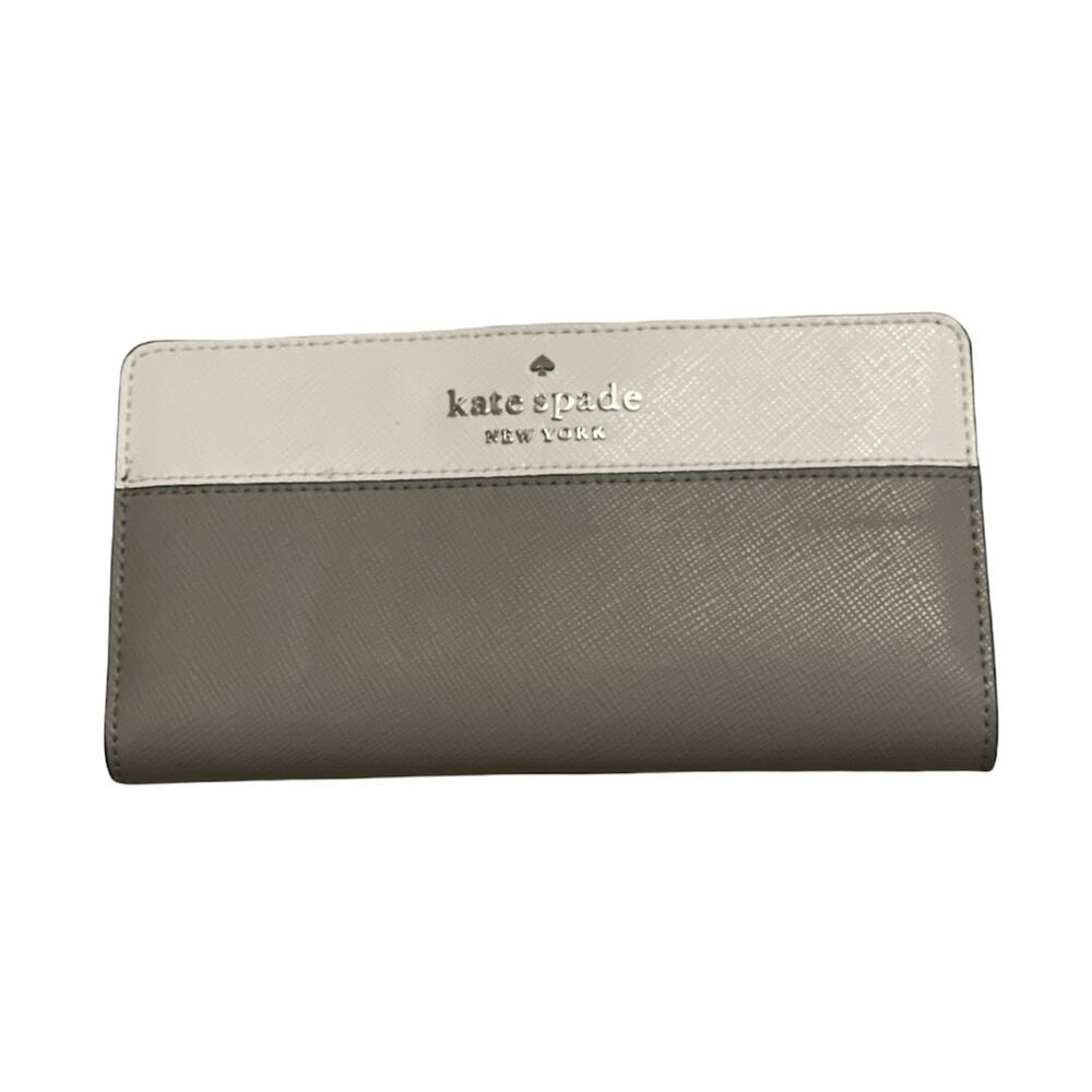 Kate Spade Staci Color Block large slim bifold wallet in nimbus Grey Multi